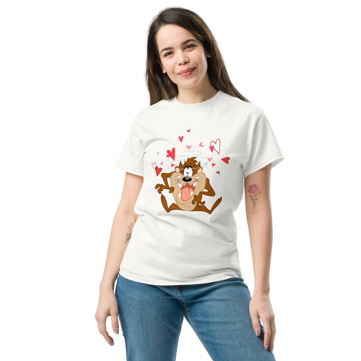 Taz with Hearts Whirlwind Love Cartoon T-shirt