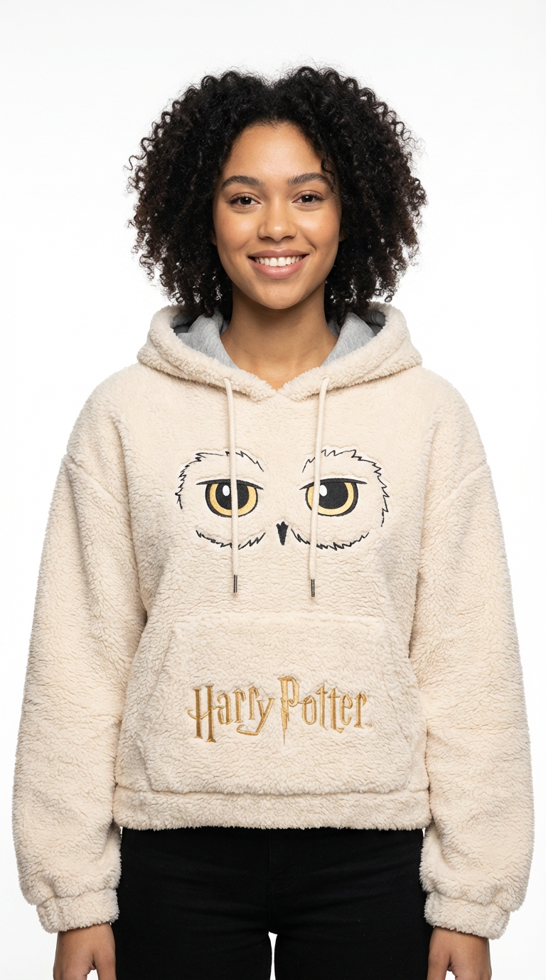 Gilet Sherpa Femme Harry Potter — Hedwige, Blanc Cassé