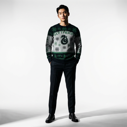 Pull de Noël Harry Potter™ Serpentard – Pull Tricoté Officiel Vert & Noir