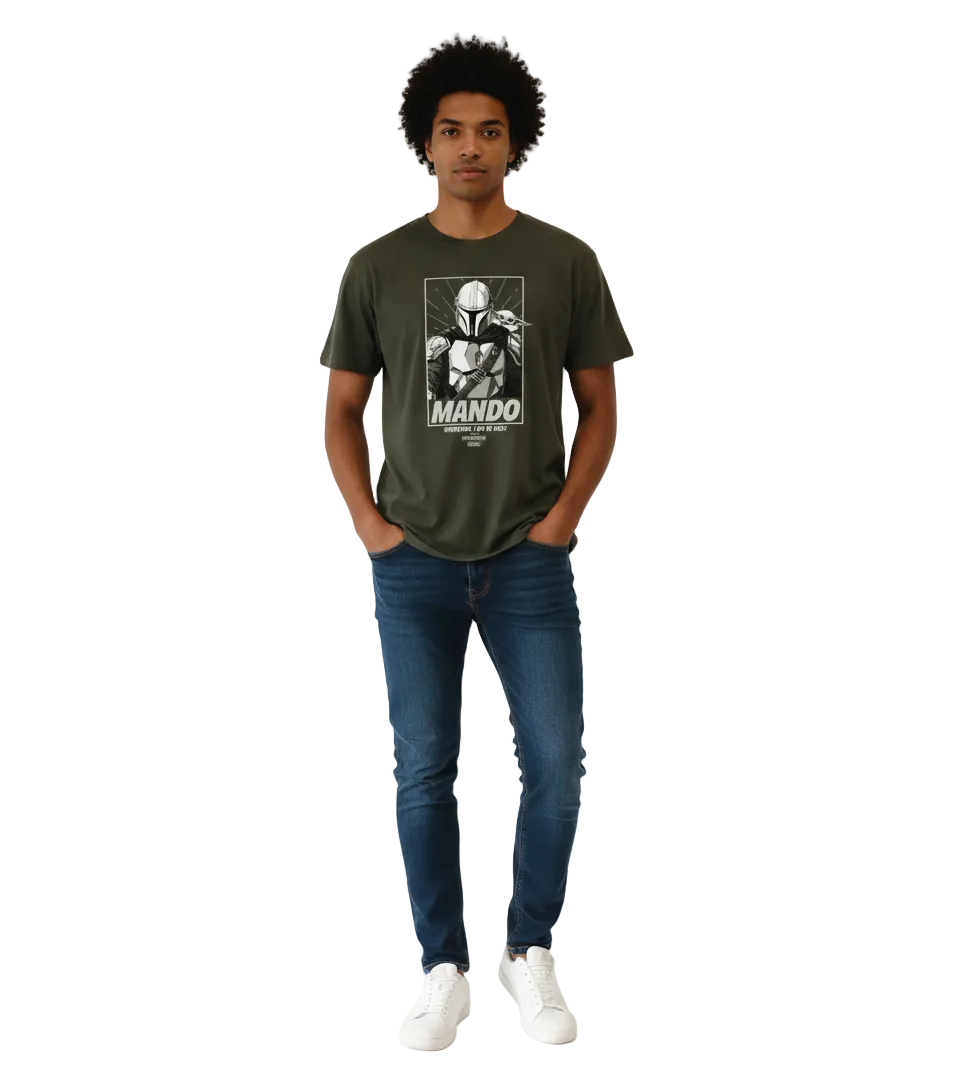 T-shirt Mando Grogu - Wherever I Go He Goes