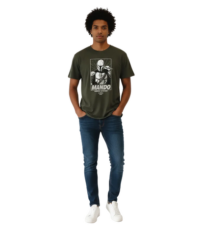 T-shirt Mando Grogu - Wherever I Go He Goes