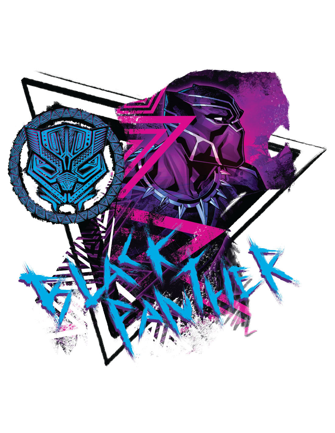 Black Panther T-shirt - Colorful Triangle